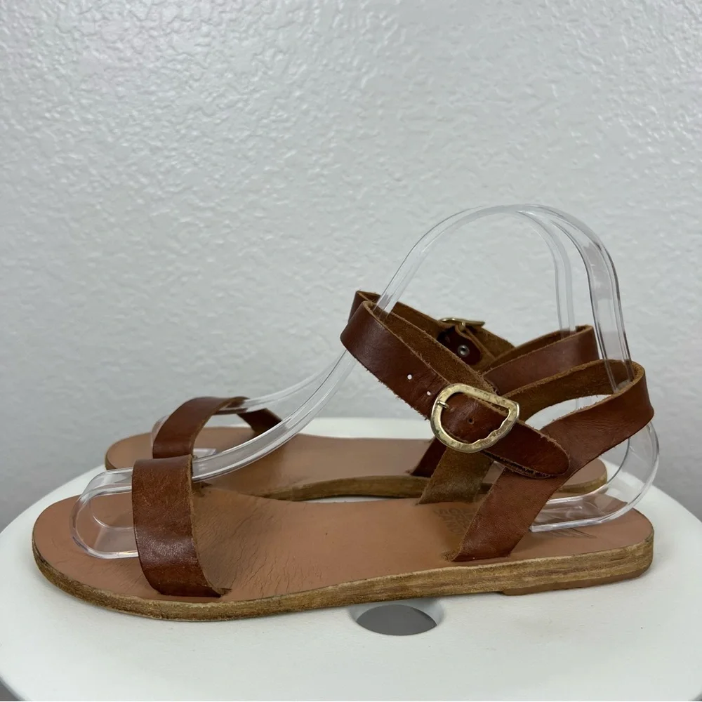 Ancient Greek Sandals Brown Drama Leather Strap Shoes Womens Size 7 WORN - Picture 6 of 10